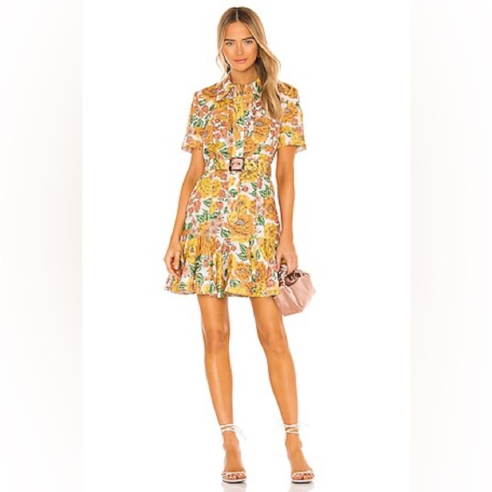 Zimmermann Poppy Belted Mini Dress in Sunshine Floral size 3